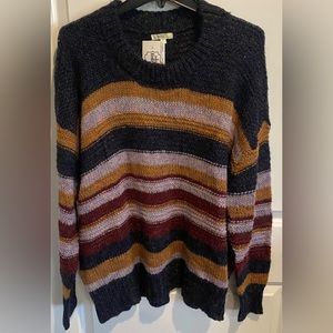 Kori dark stripe fuzzy crewneck sweater